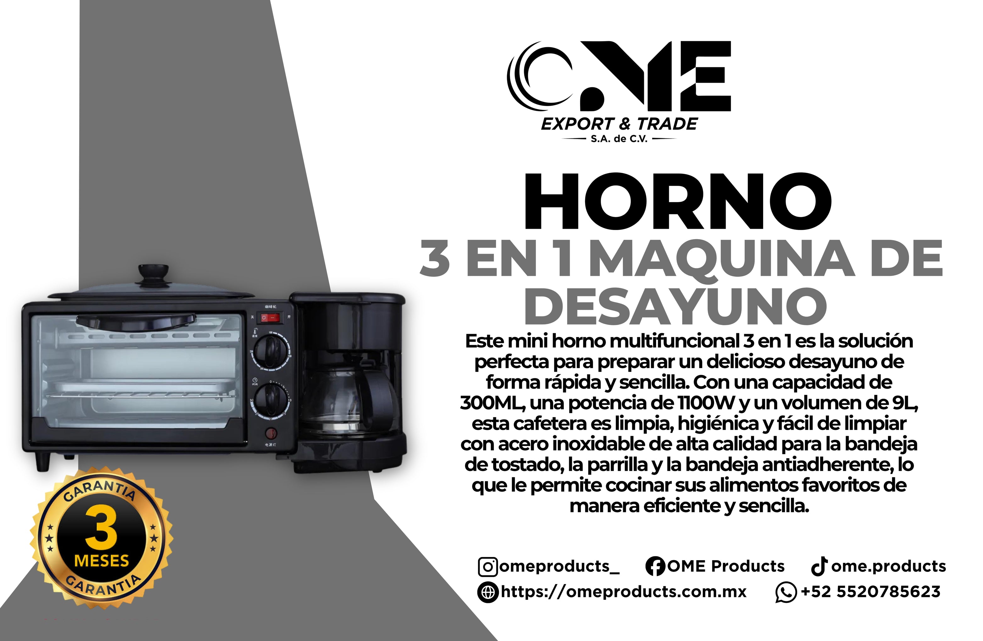 Horno 3 En 1 Maquina De Desayuno