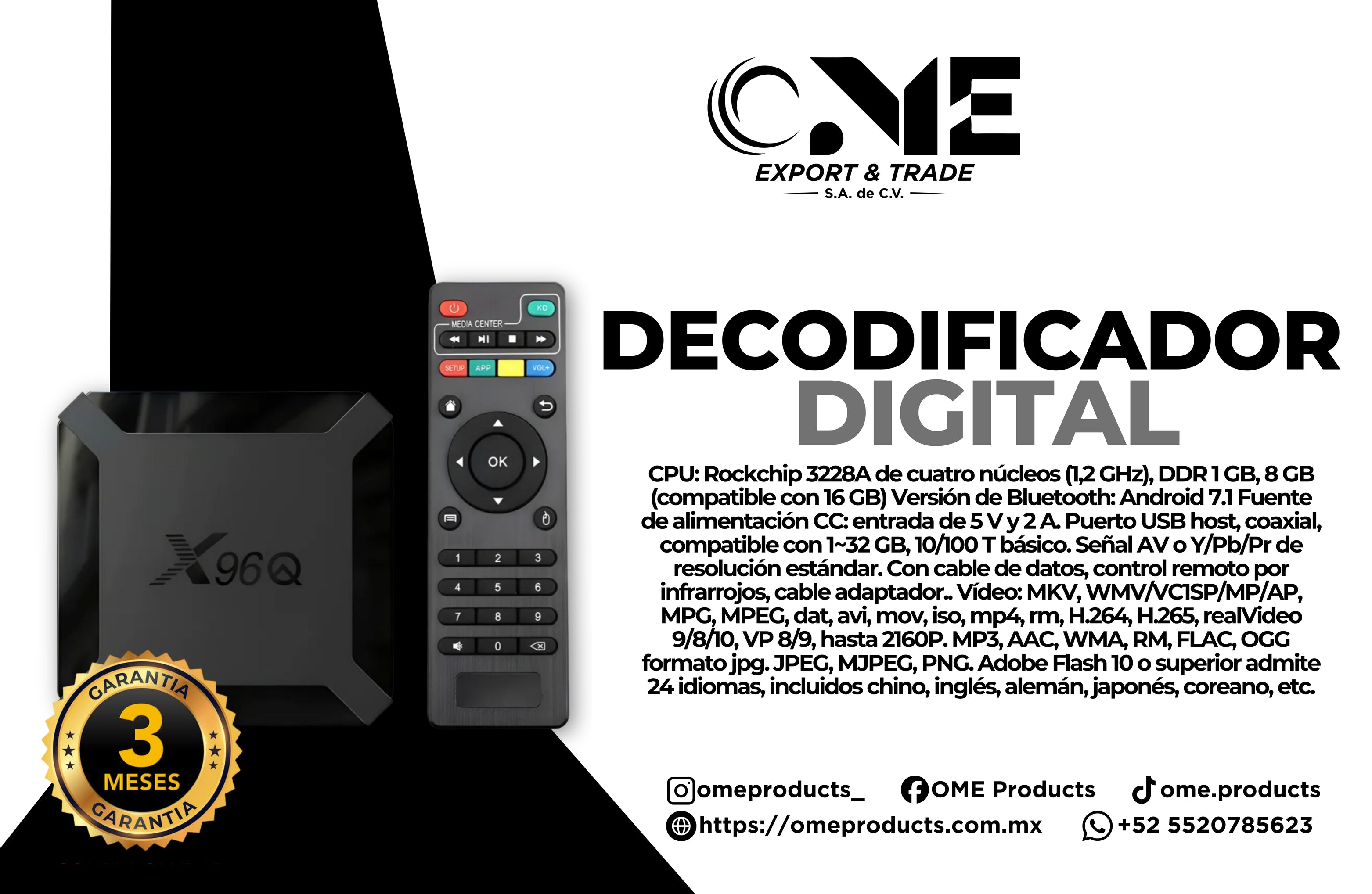 Decodificador Digital Hd Wifi Tv Box Y Control Remoto - Negro