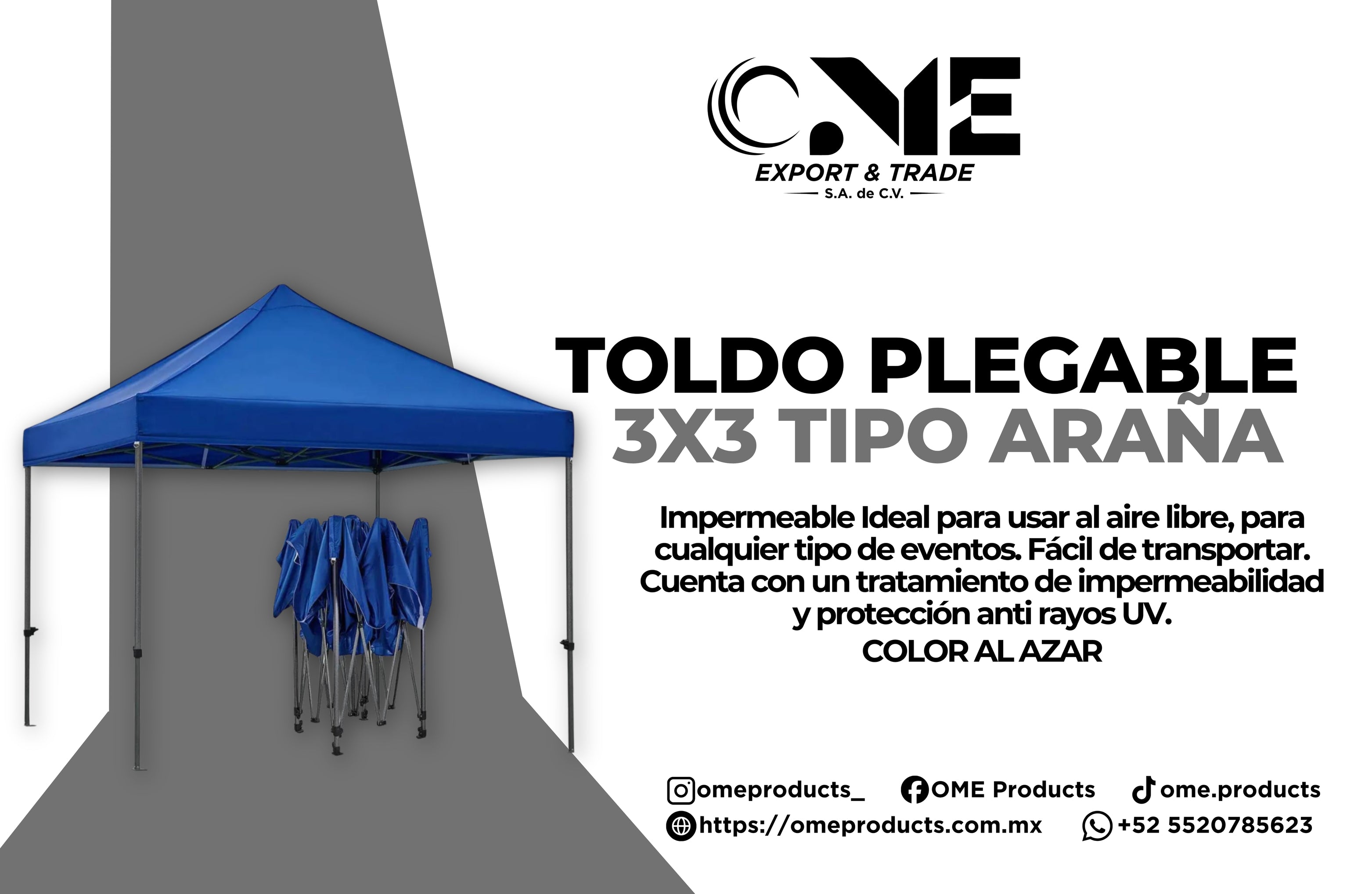 Toldo Plegable 3x3 m tipo araña