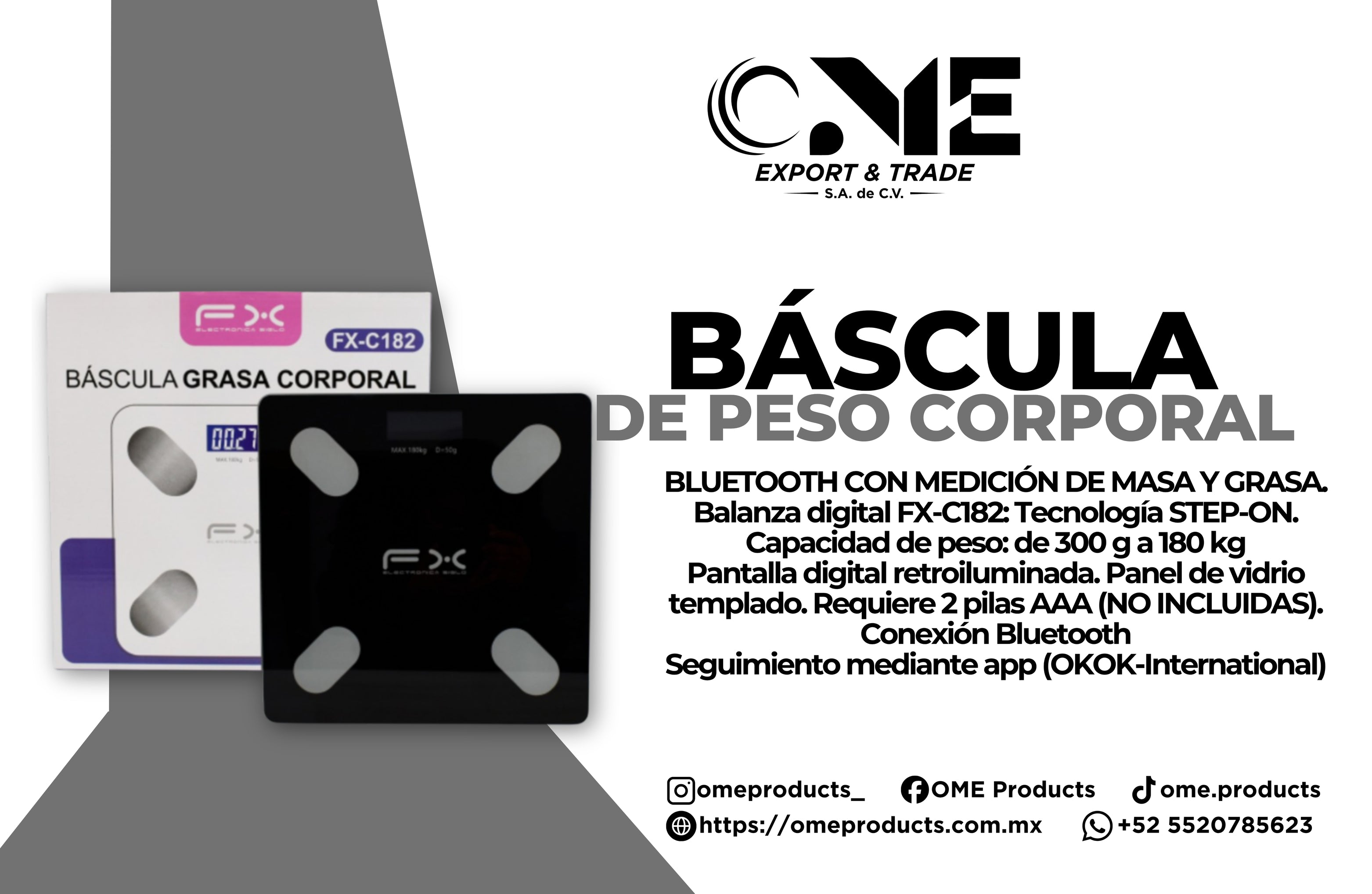 Bascula de Peso Corporal Bluetooth con Medicion de Masa y Grasa
