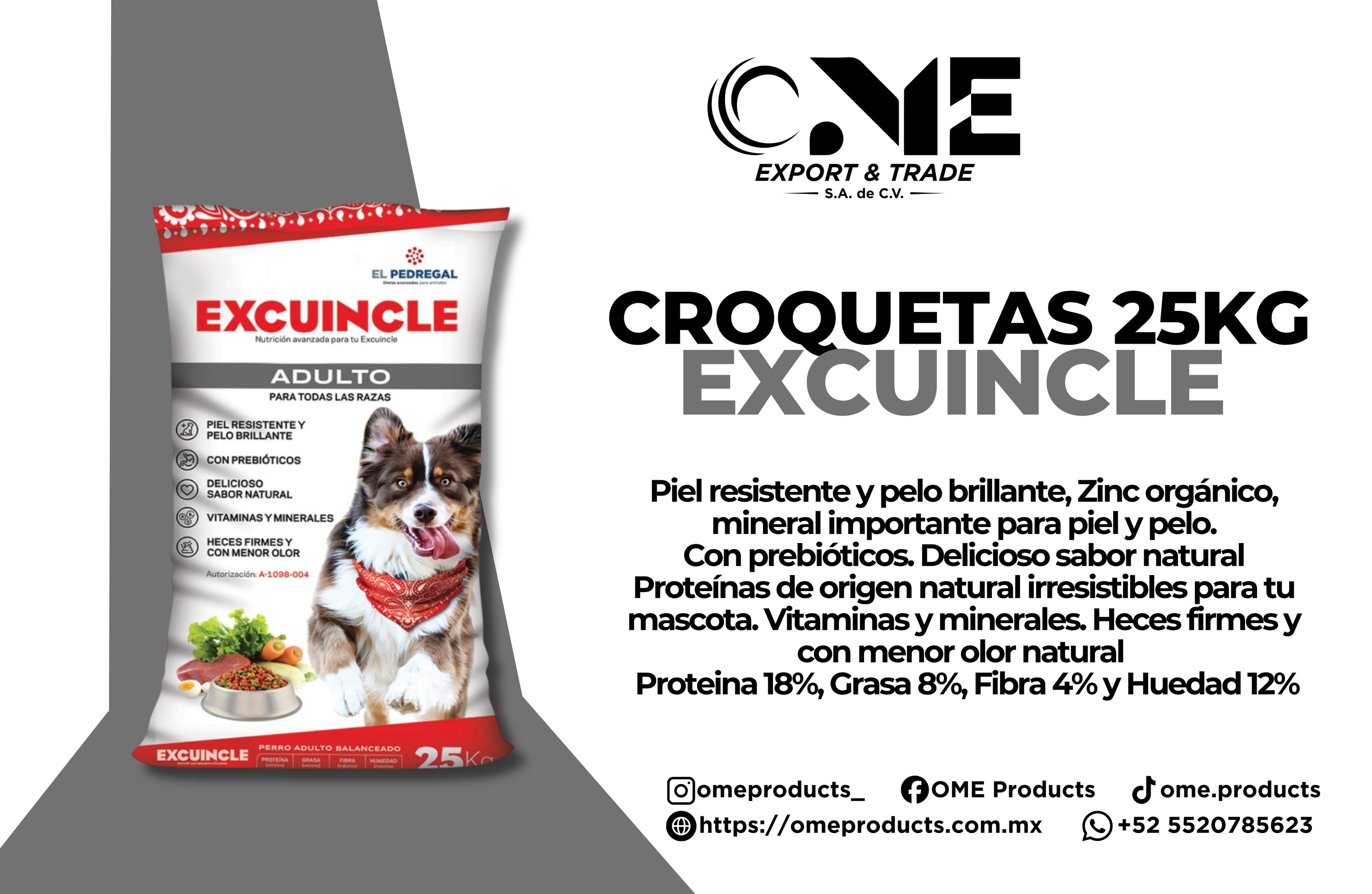 Croquetas Excuincle Adulto 25kg - Alimento Premium 18% Proteína