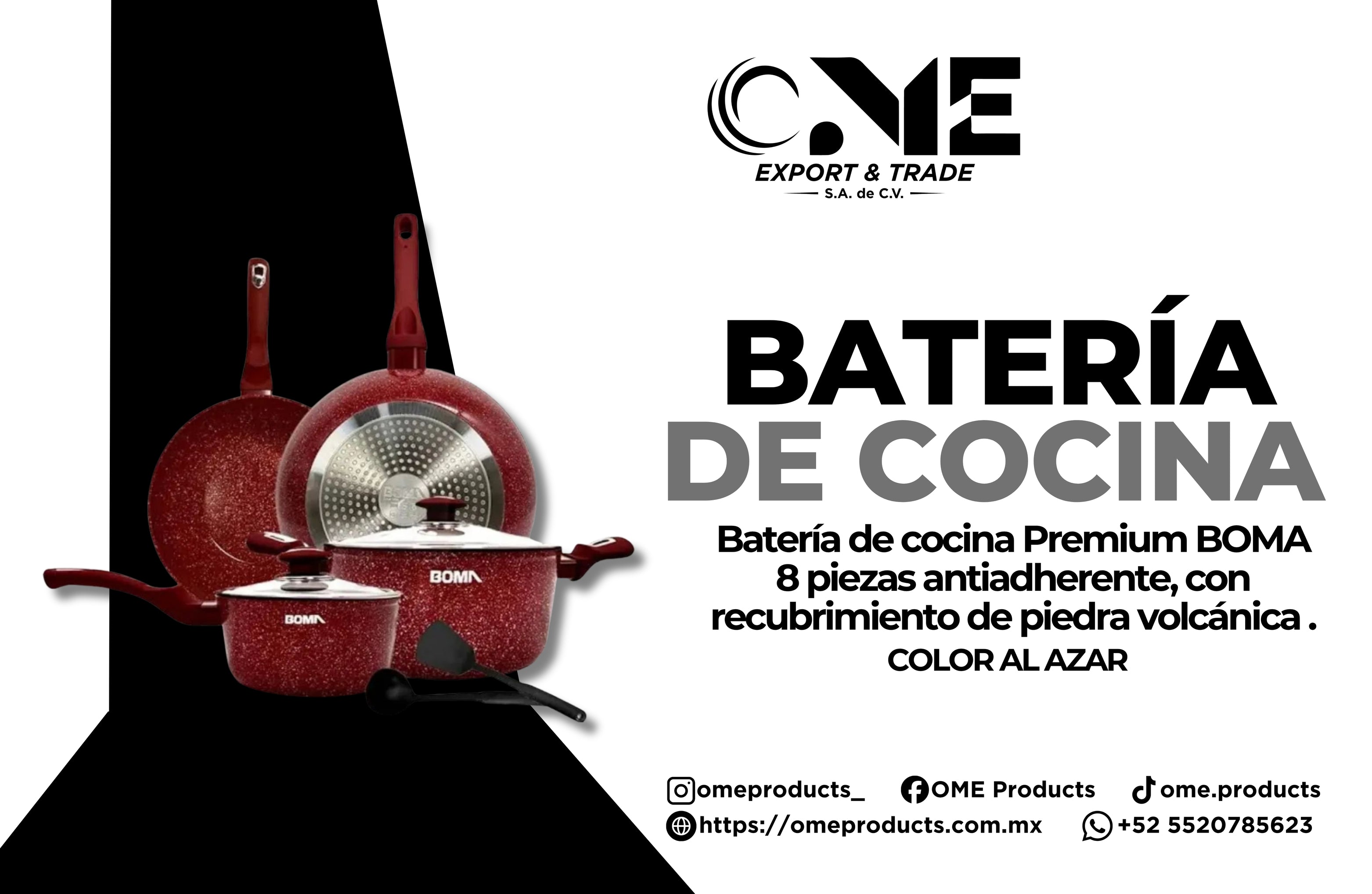 Batería de cocina Premium BOMA 8 piezas ergonómico antiadherente
