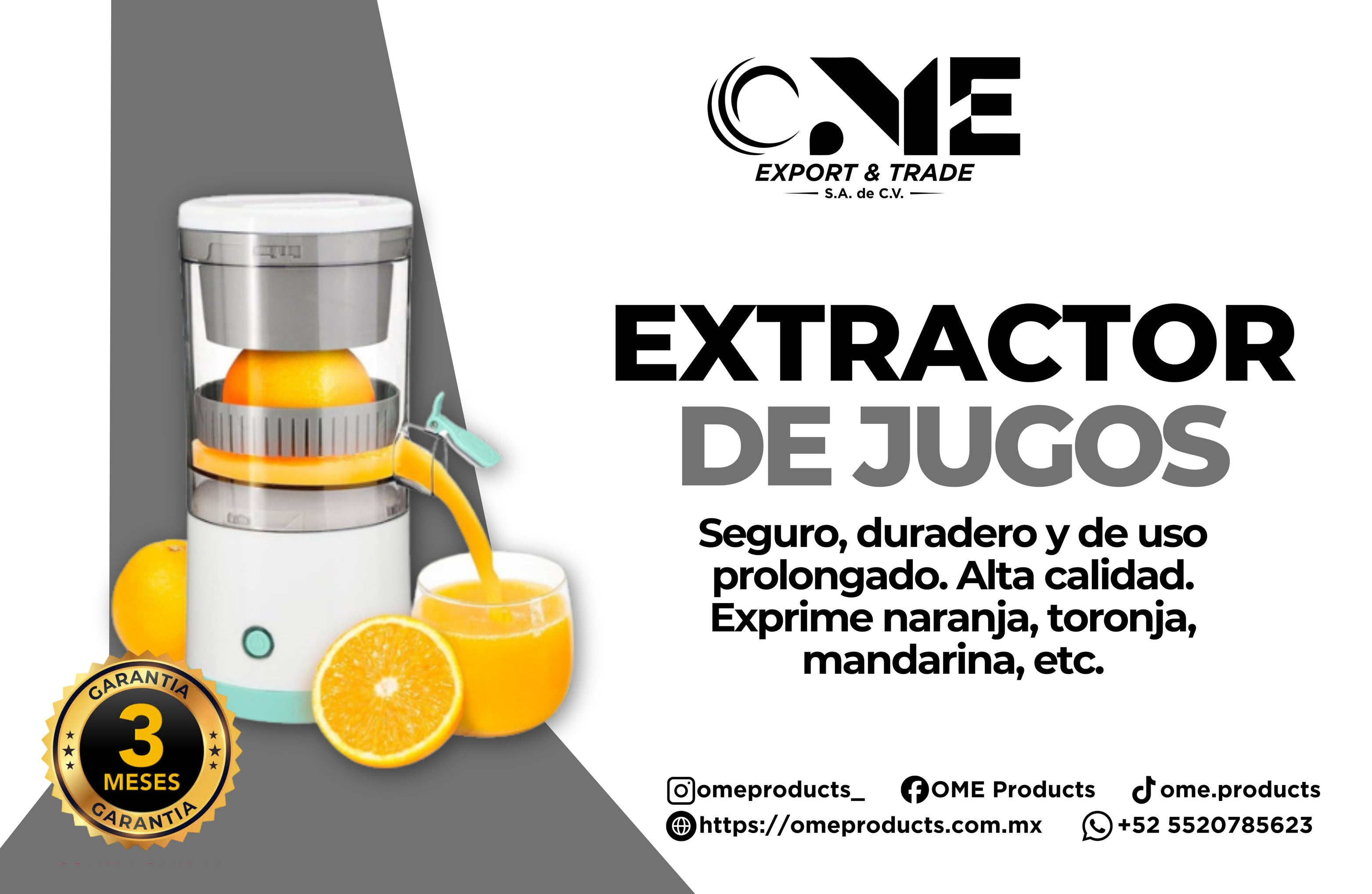 Exprimidor Extractor Jugo De Naranja Eléctrico Recargable