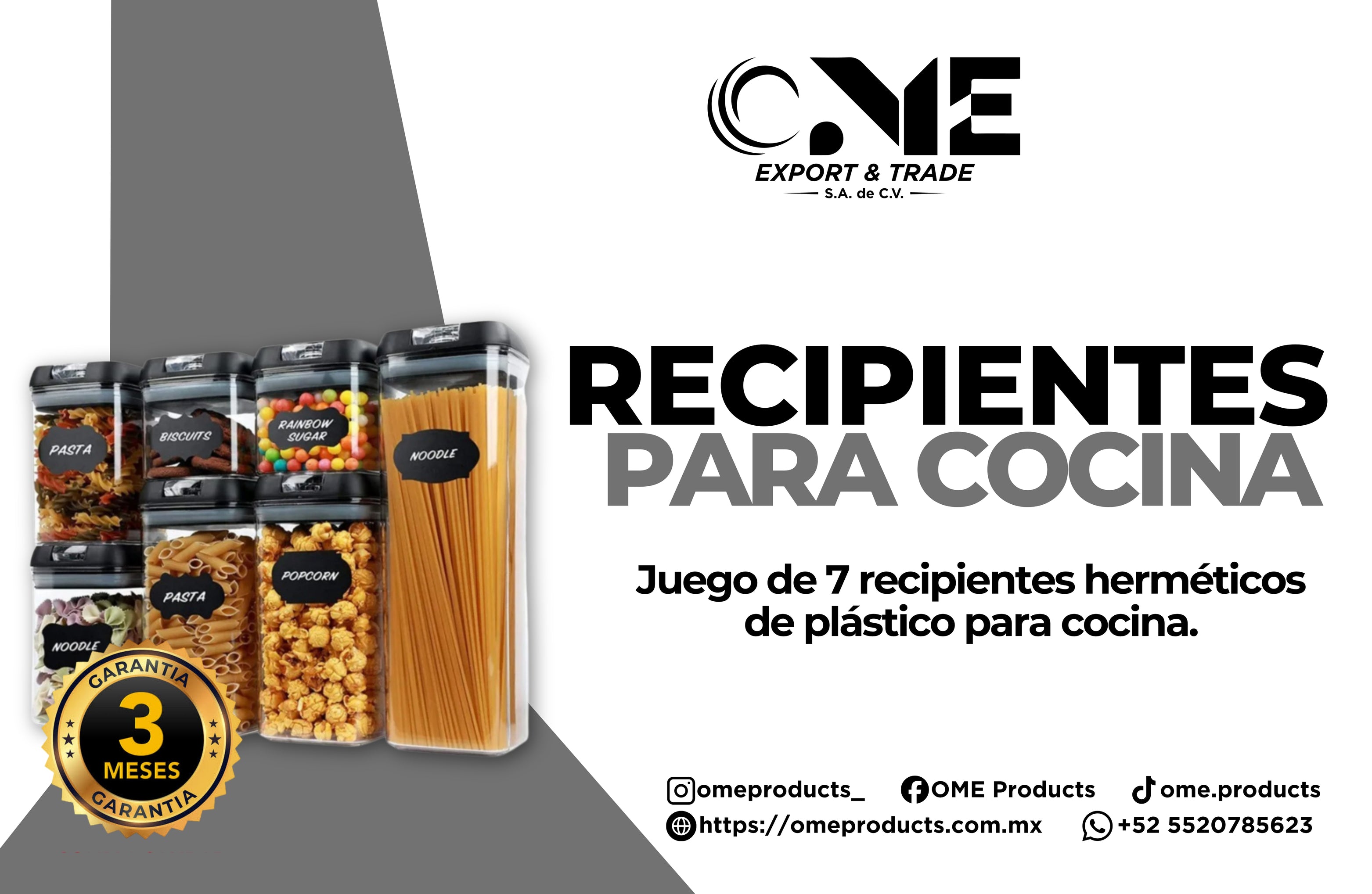 Juego De 7 Recipientes Herméticos De Plástico Para Cocina