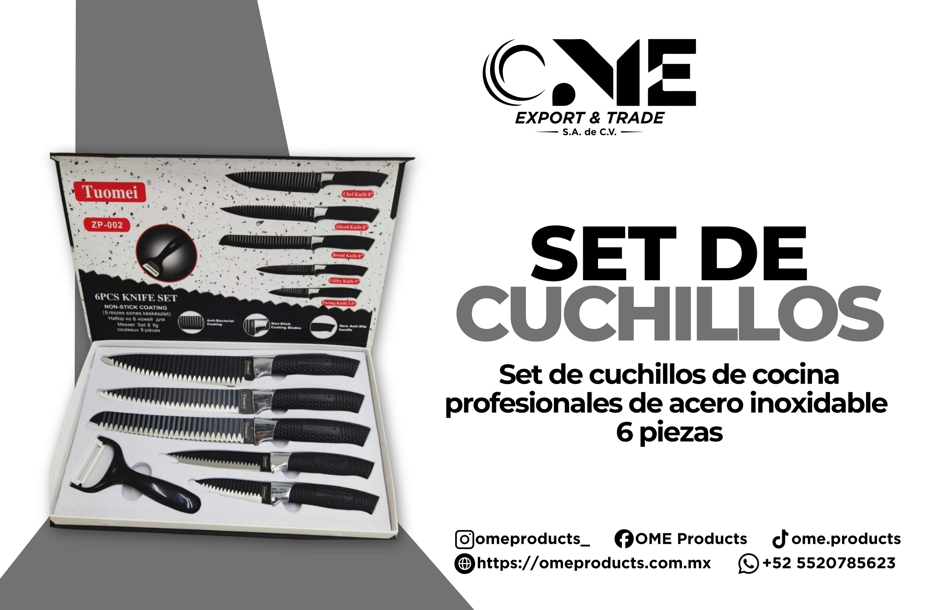 Set De Cuchillos De Cocina Profesionales Acero Inoxidable 6 piezas