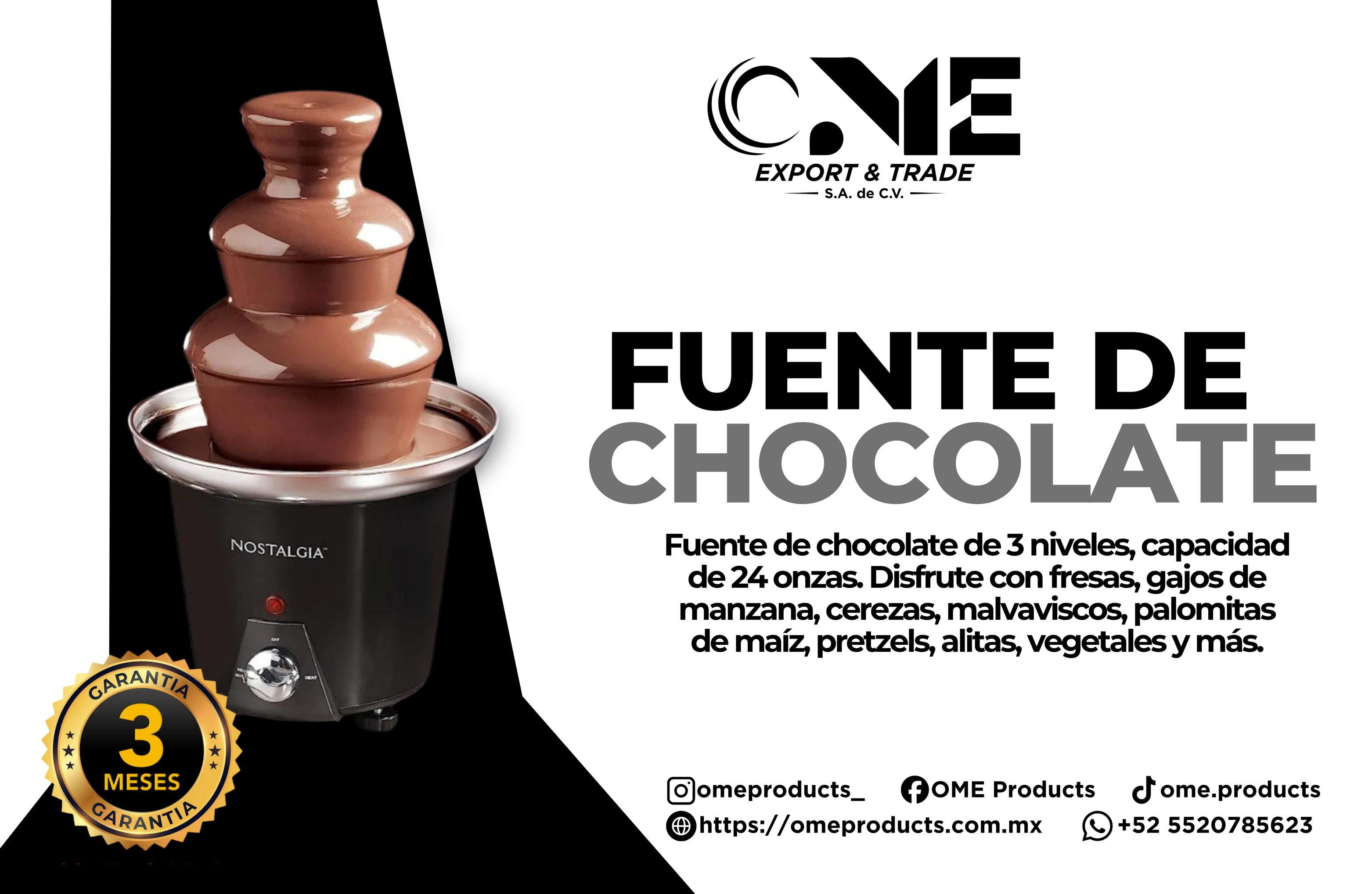 Fuente De Fondue de Chocolate 3 Niveles Acero Inoxidable 710 ml