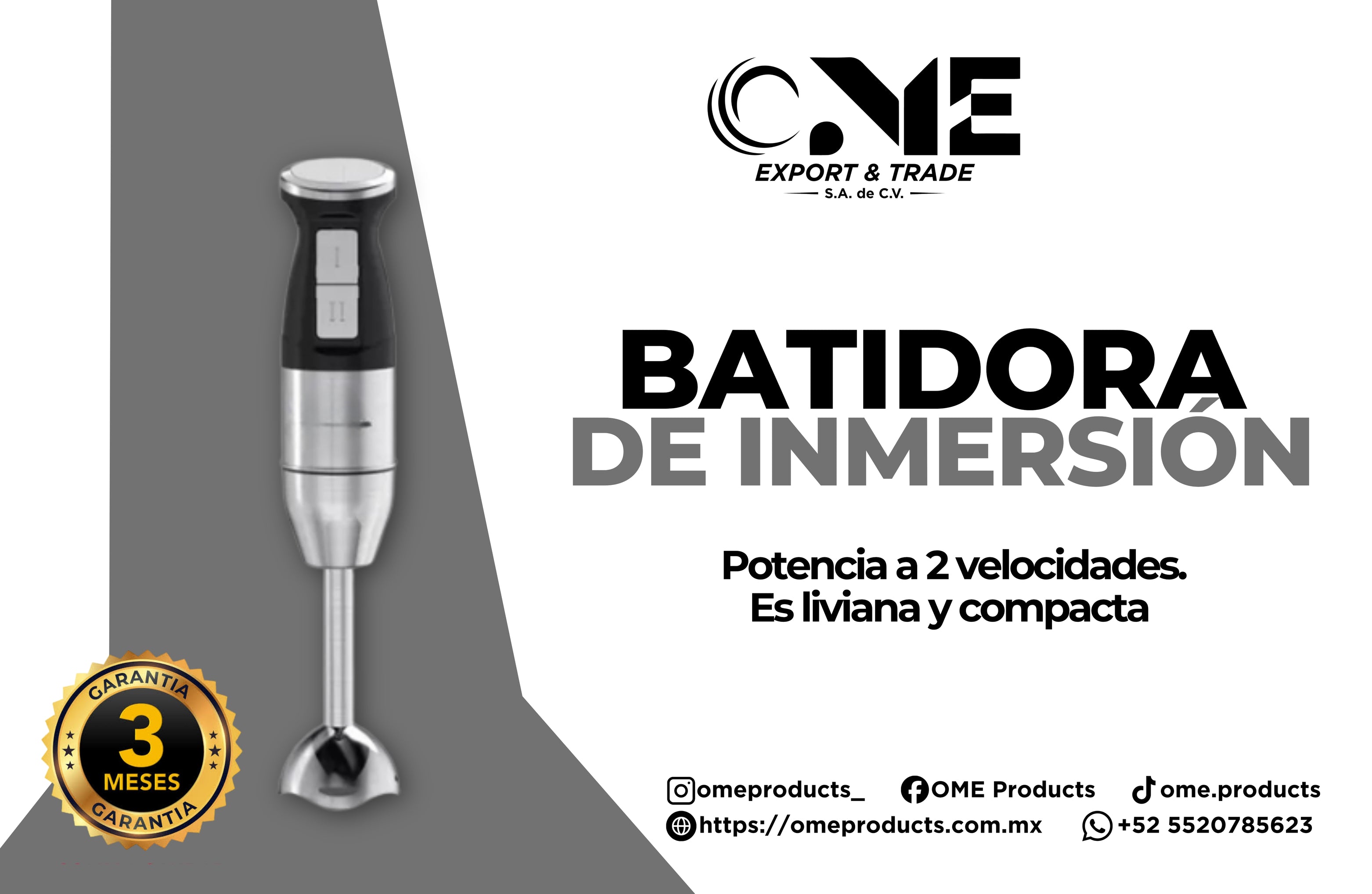 Batidora De Inmersión Portátil Eléctrica Acero Inoxidable