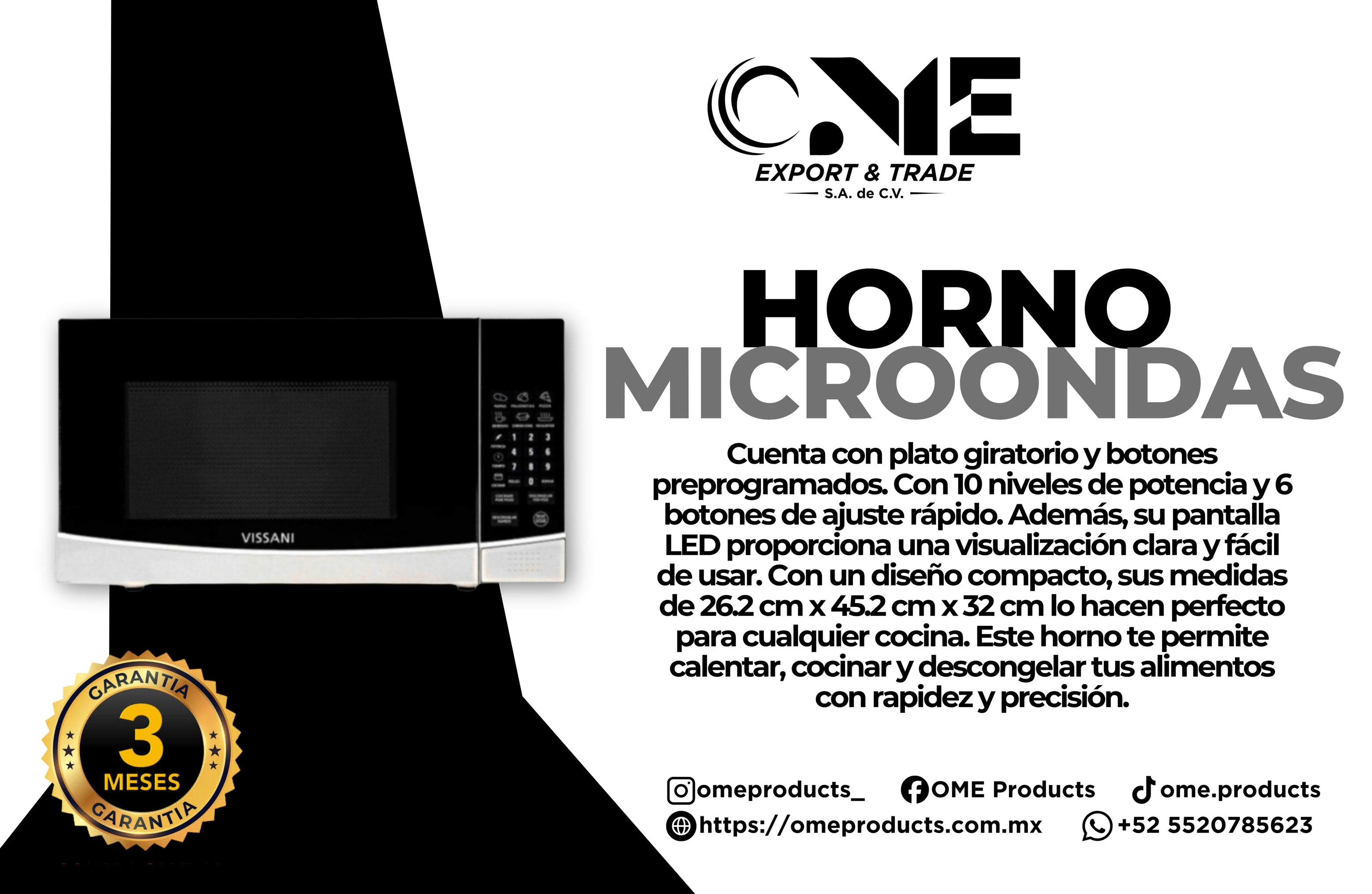 Horno Microondas 0.7 Pies Con Plato Giratorio