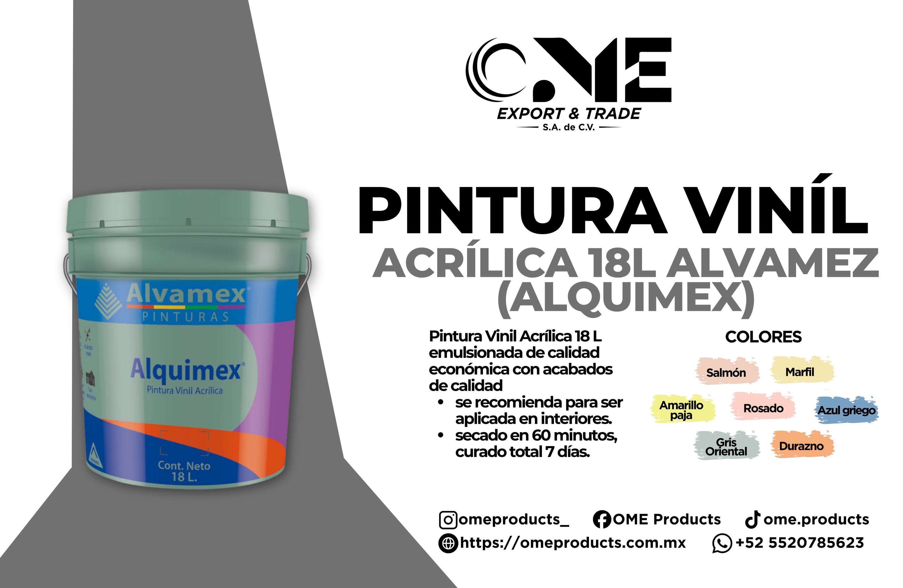 Alvamex Pintura Viníl - Acrílica No lavable 18L Alquimex