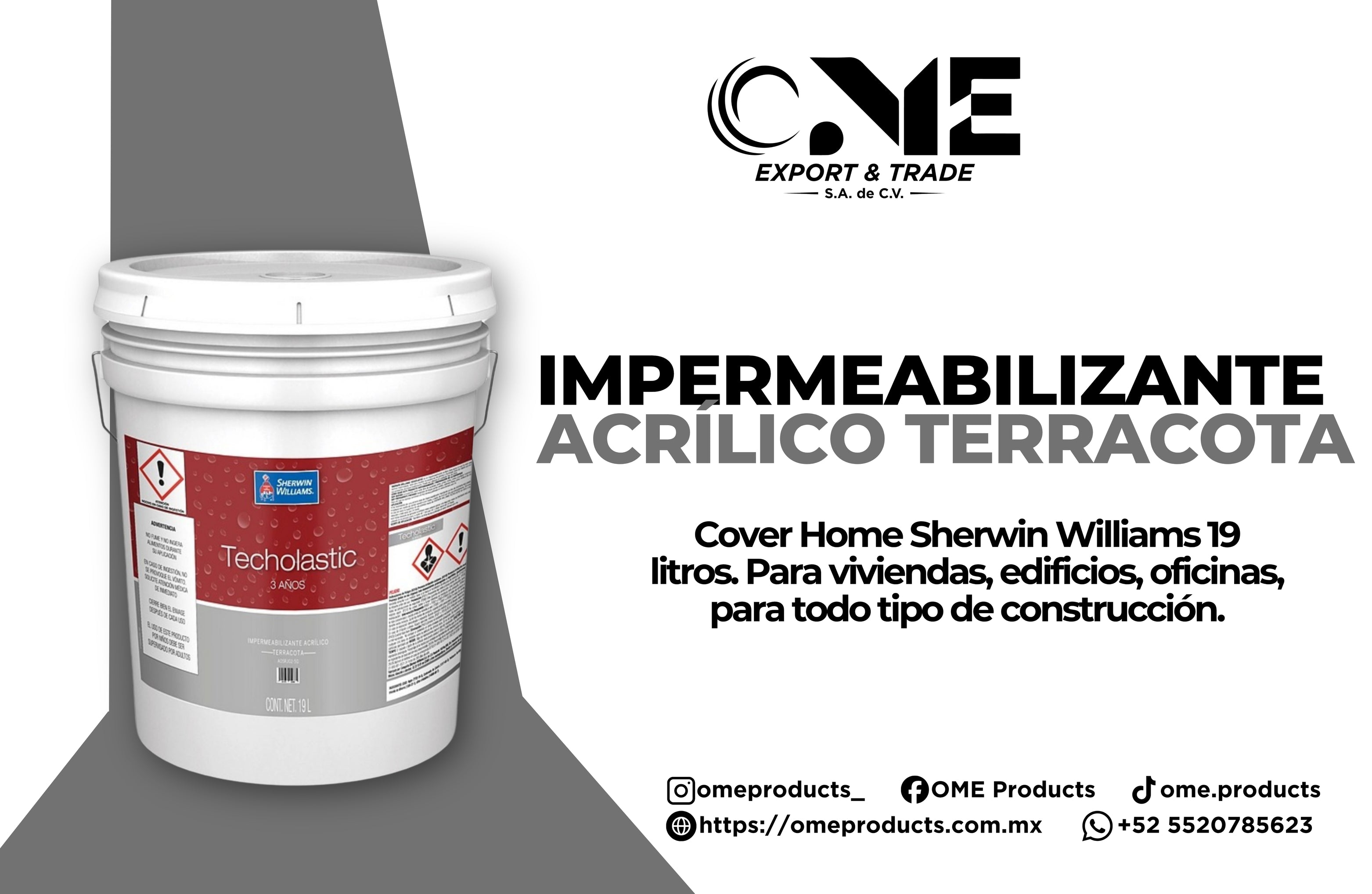 Impermeabilizante Acrílico Terracota Cover Home Sherwin Williams 19L