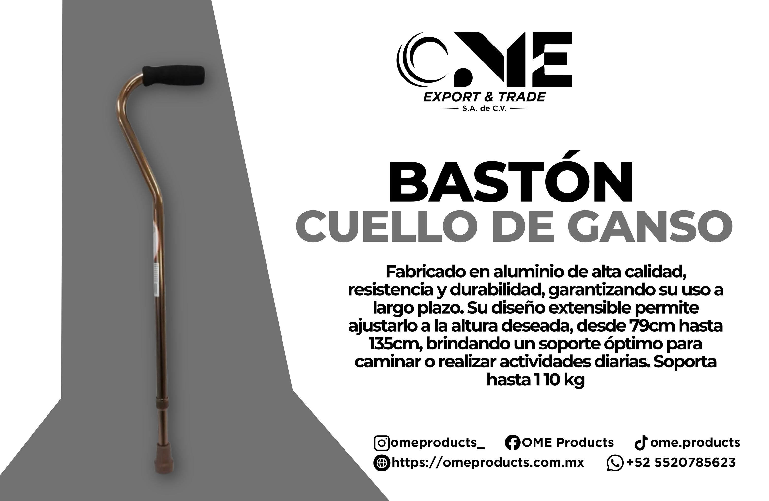 BASTON MANGO CUELLO DE GANSO LIGERO Y ERGONOMICO
