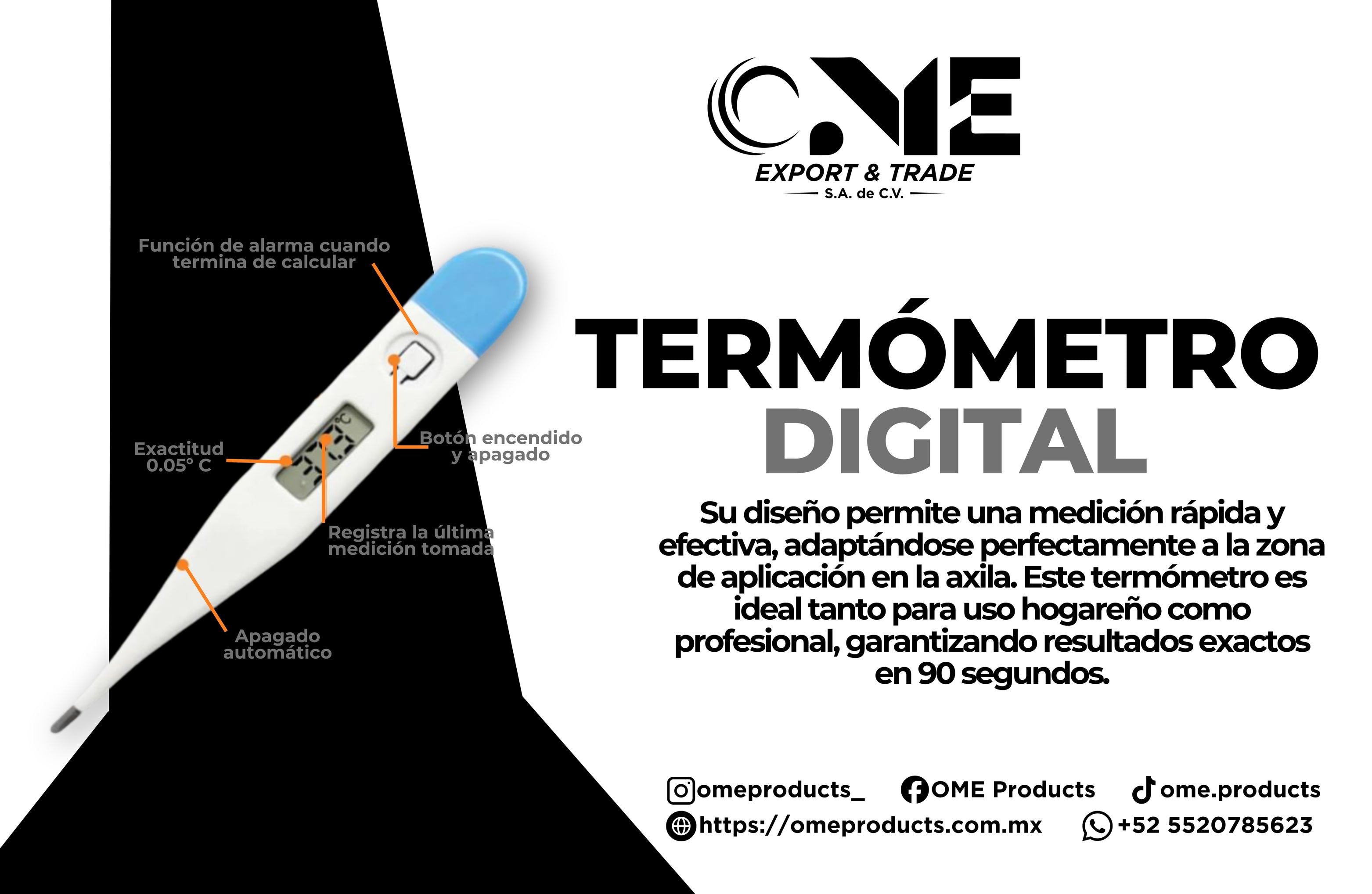 Termometro Digital LCD Clinico Oral Axilar Tipo Pluma