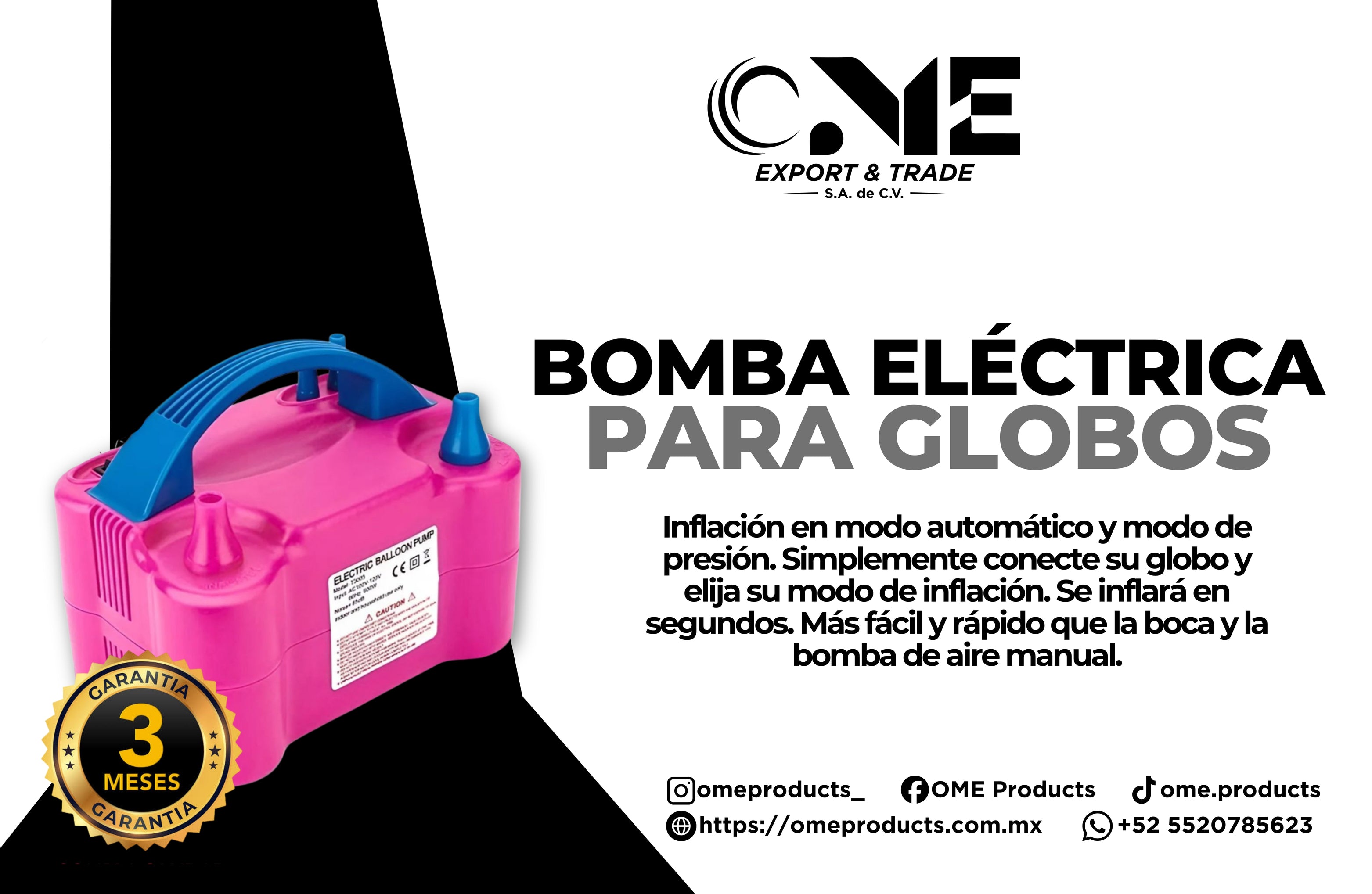 Bomba Electrica Doble Valvula Para Inflar Globos