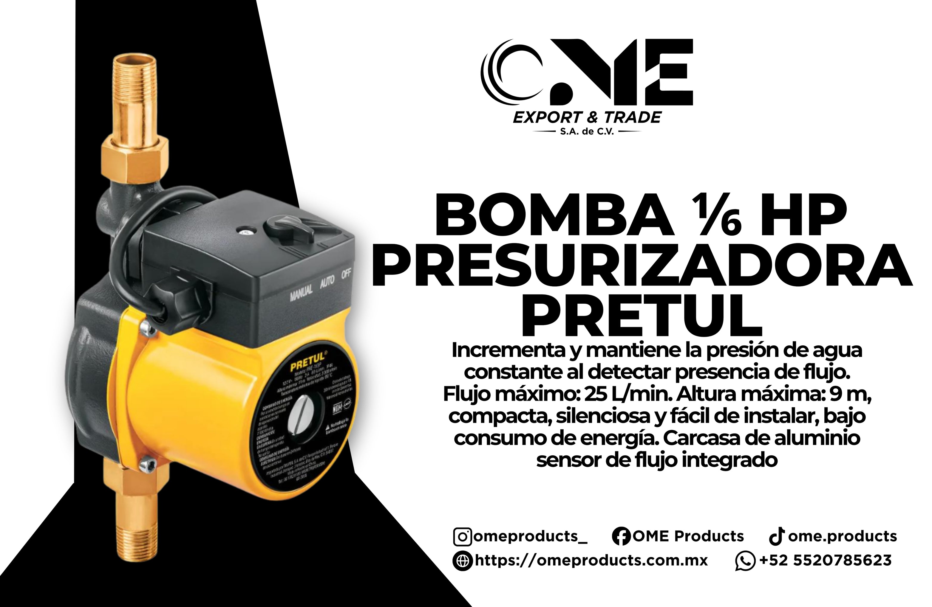 Bomba Presurizadora 1/6 Hp, Pretul